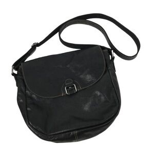 Jack Georges Crossbody Leather Unisex Flap Satchel Black Shoulder Bag